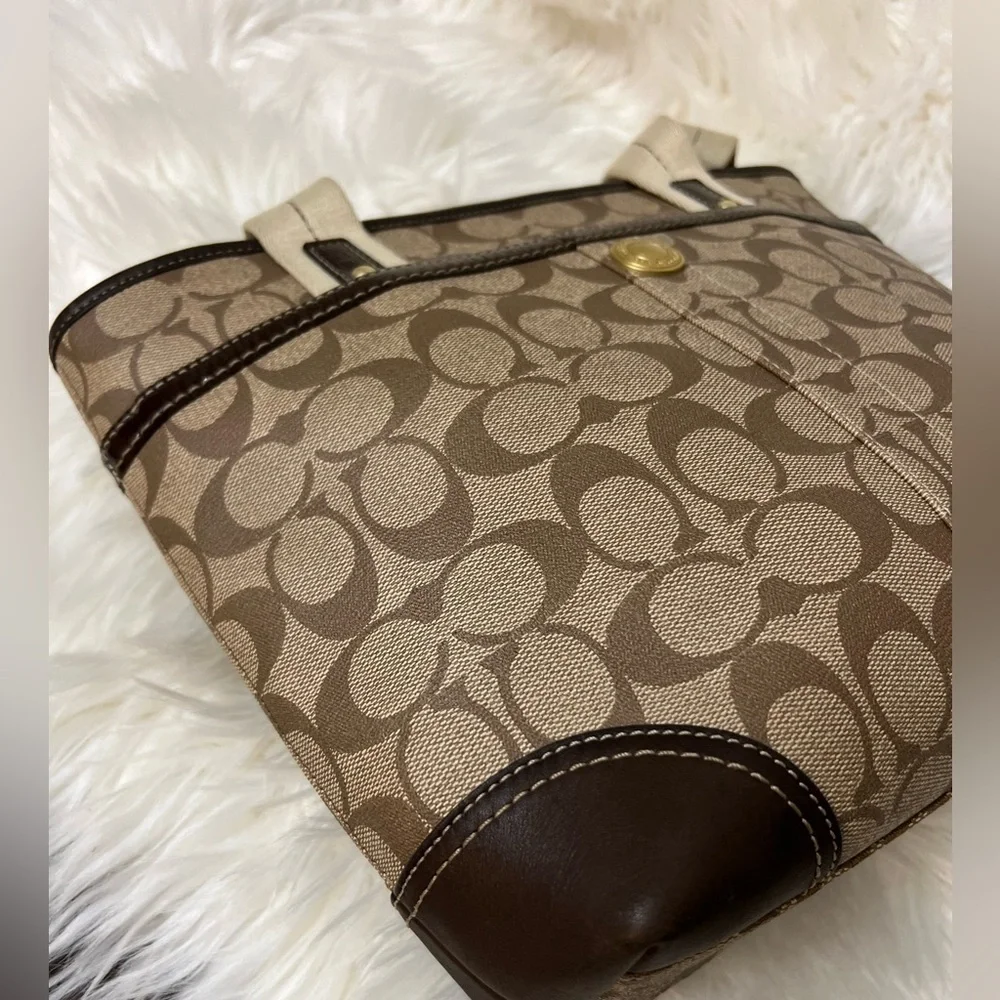 Vintage Coach #11349 Tan and Brown Signature Tote